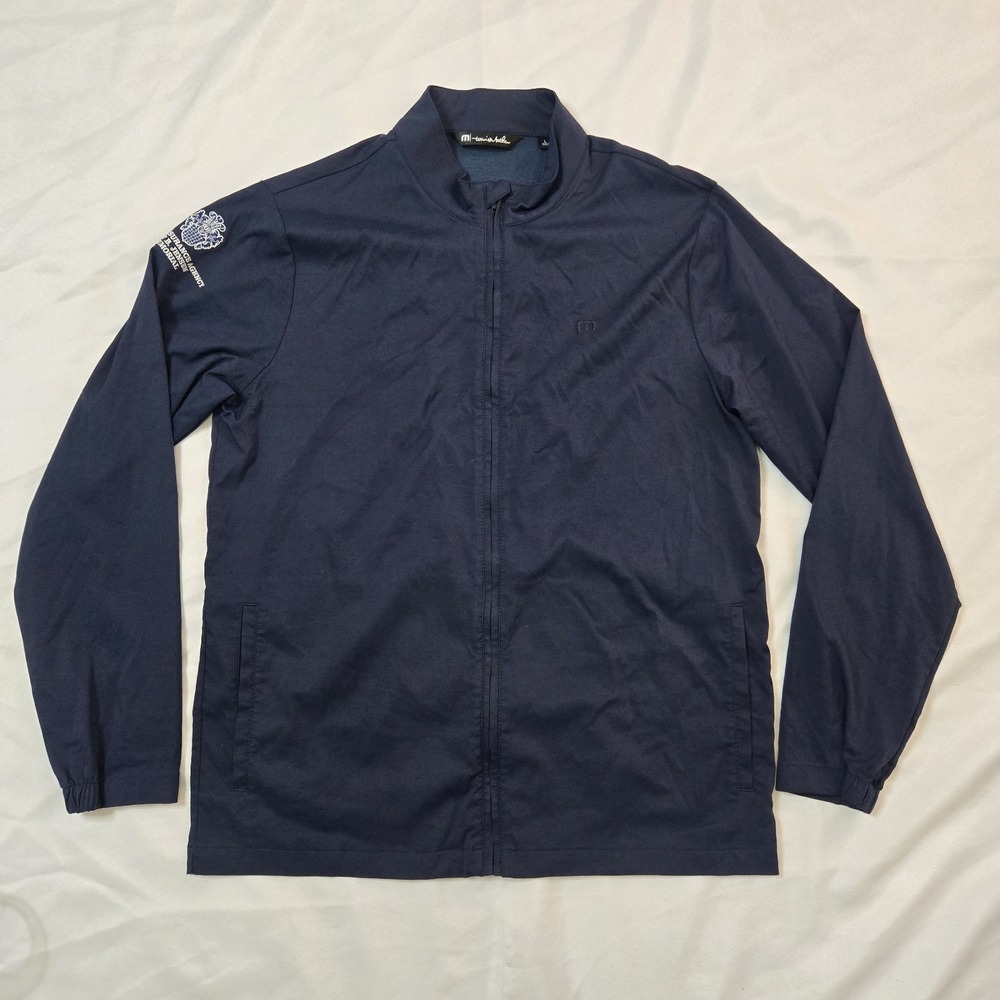 Travis Mathew Stretch Jacket Mens Large L Blue Performance Full Zip Golf Logo